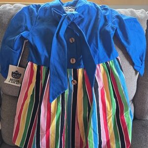 Mishka Kids Blue and Multicolor Striped Casual Dress